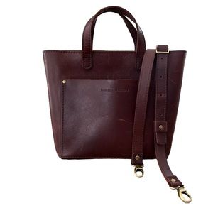 PORTLAND LEATHER Mini Crossbody Tote Color-Cognac (Wine/Rich Brownish Red)